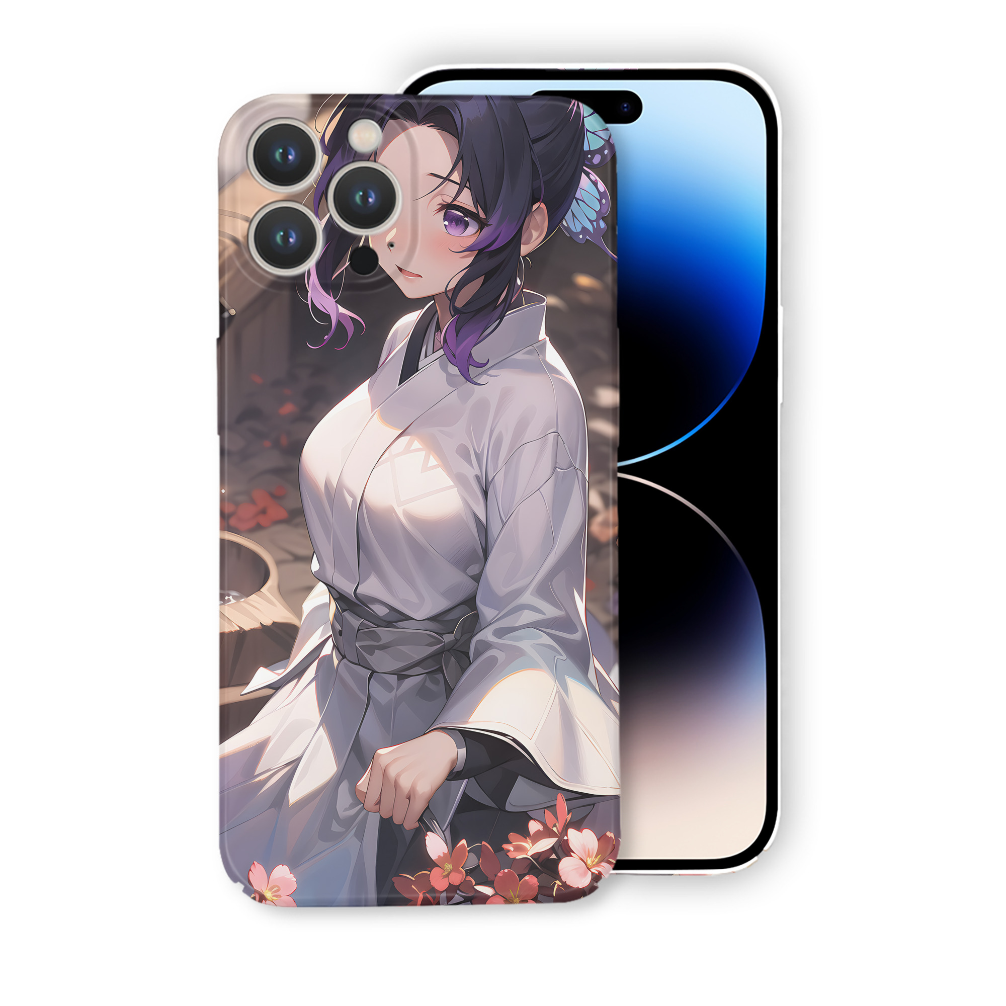 （画像用） 鬼滅の刃（きめつのやいば）蟲柱-胡蝶 しのぶ／こちょう しのぶ Kochou Shinobu 【iPhone 14シリーズ対応】ハードケース